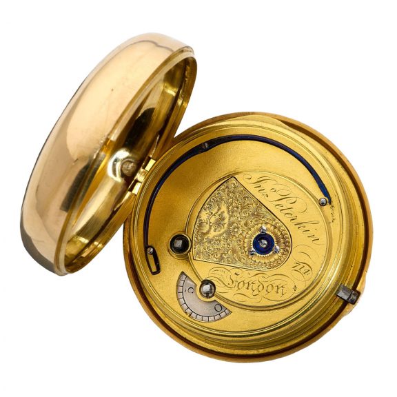 English 18 carat gold key wind duplex pocket watch Circa 1825 English 18 carat gold key wind duplex pocket watch Circa 1825