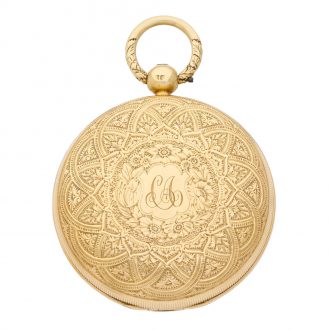 Very fine English 18 carat gold key wind duplex watch Circa 1830