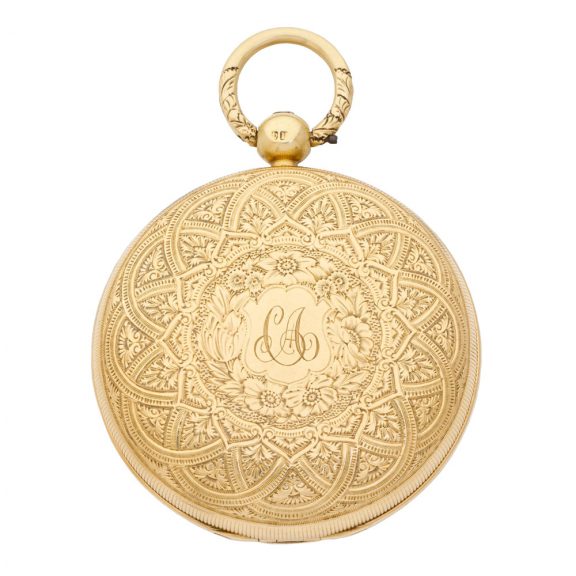 Very fine English 18 carat gold key wind duplex watch Circa 1830
