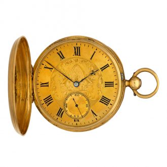 English 18K gold hunting cased duplex pocket watch Circa 1846