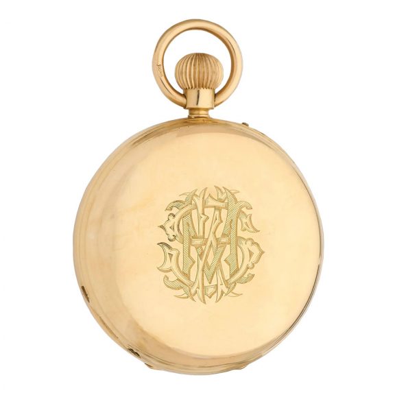 English 18 carat gold half hunting cased keyless watch Circa 1878 English 18 carat gold half hunting cased keyless watch Circa 1878