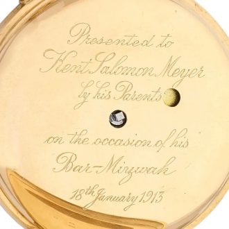 English 18 carat gold half hunting cased keyless watch Circa 1878