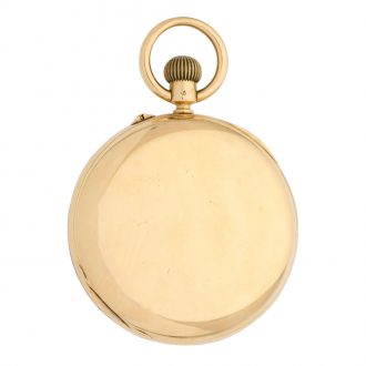English 18 carat gold half hunting cased keyless watch Circa 1890