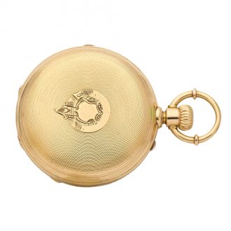 Unusual Swiss 18K gold lever chronograph with diablotine Circa 1890 Unusual Swiss 18K gold lever chronograph with diablotine Circa 1890