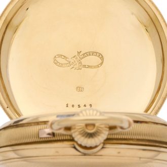 Unusual Swiss 18K gold lever chronograph with diablotine Circa 1890 Unusual Swiss 18K gold lever chronograph with diablotine Circa 1890