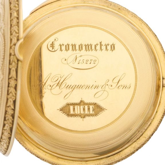 Swiss 18K gold repeating triple calendar with moon phases Circa 1890 Swiss 18K gold repeating triple calendar with moon phases Circa 1890