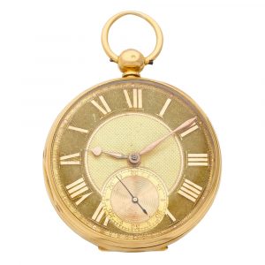English 18K carat gold open faced lever watch Circa 1860