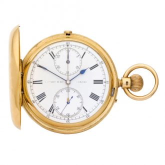 English 18K gold Kew A certified chronograph watch Circa 1895