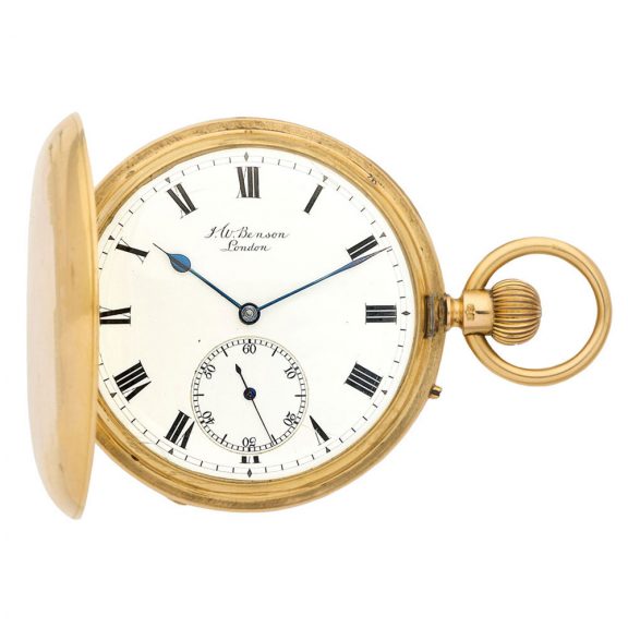 English 18K gold hunting cased keyless watch Circa 1896 English 18K gold hunting cased keyless watch Circa 1896