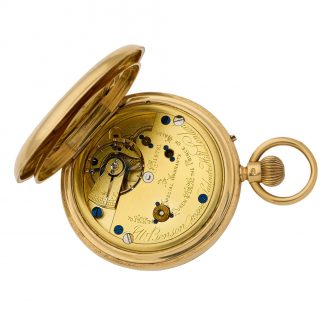 English 18K gold hunting cased keyless watch Circa 1896 English 18K gold hunting cased keyless watch Circa 1896