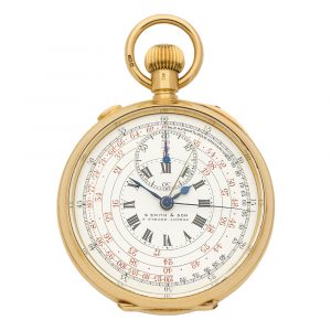 Swiss 18 carat gold split second chronograph watch Circa 1908