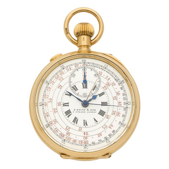 Swiss 18 carat gold split second chronograph watch Circa 1908 Swiss 18 carat gold split second chronograph watch Circa 1908