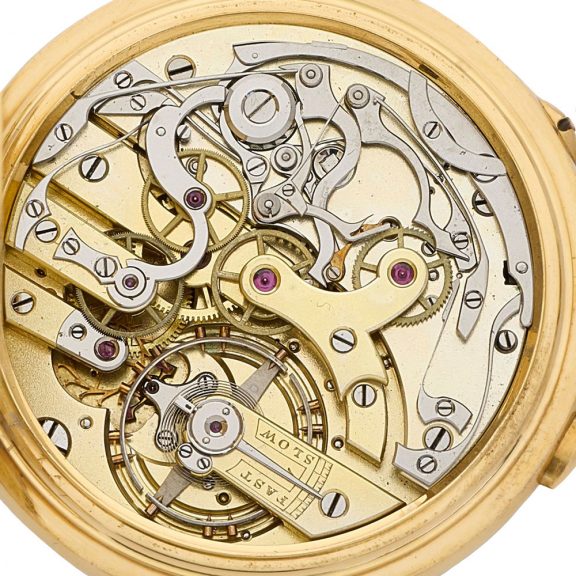 Swiss 18 carat gold split second chronograph watch Circa 1908 Swiss 18 carat gold split second chronograph watch Circa 1908