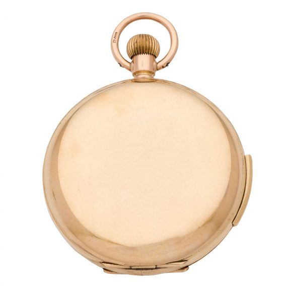 Swiss gold hunting cased repeating lever watch Circa 1910 Swiss gold hunting cased repeating lever watch Circa 1910