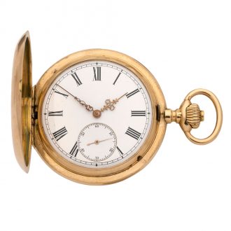 Swiss 14K gold hunting cased keyless pocket watch Circa 1900