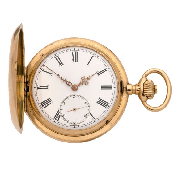 Swiss 14K gold hunting cased keyless pocket watch Circa 1900