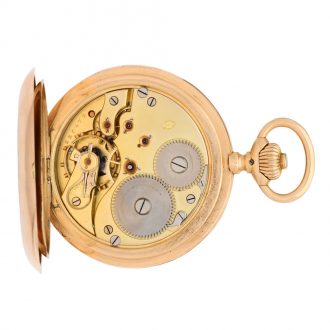 Swiss 14K gold hunting cased keyless pocket watch Circa 1900