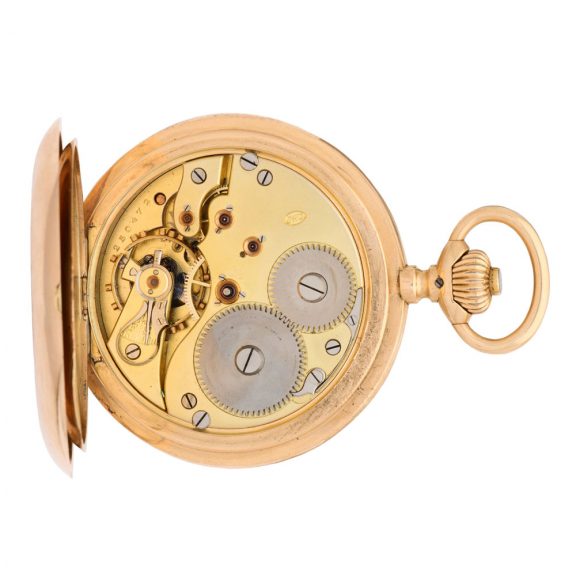Swiss 14K gold hunting cased keyless pocket watch Circa 1900 Swiss 14K gold hunting cased keyless pocket watch Circa 1900
