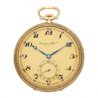 Swiss 14 carat gold open faced keyless lever watch Circa 1925