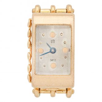 Unusual French gold and gem set keyless fob watch Circa 1950