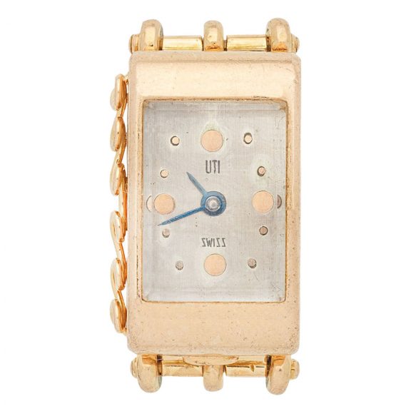 Unusual French gold and gem set keyless fob watch Circa 1950 Unusual French gold and gem set keyless fob watch Circa 1950