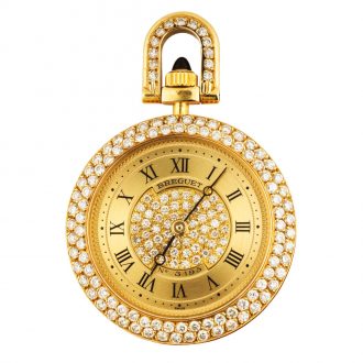 Very rare Swiss 18K gold and diamond set keyless watch Circa 1980