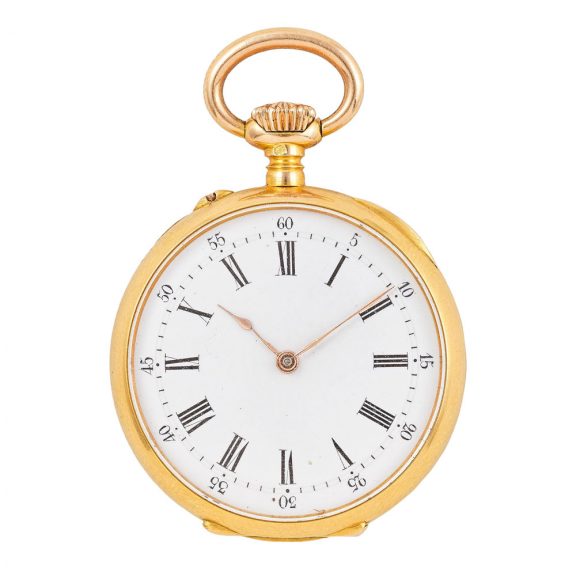 Fine French 18 carat gold keyless cylinder ladies' watch Circa 1880 Fine French 18 carat gold keyless cylinder ladies' watch Circa 1880