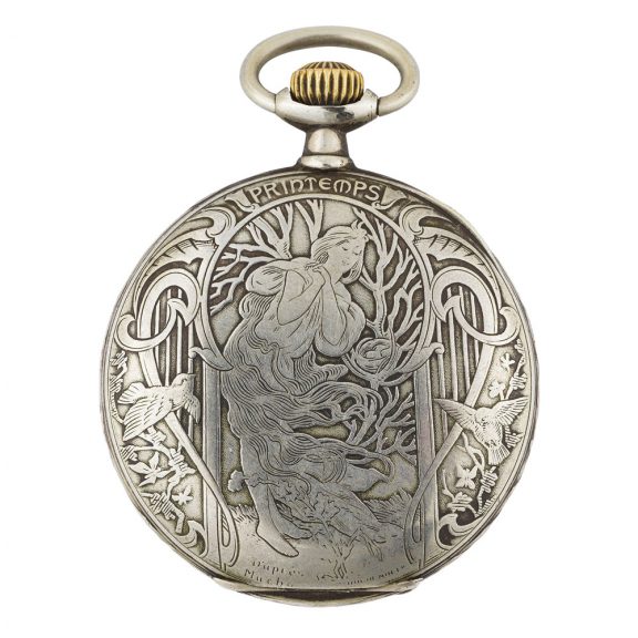 Swiss niëllo silver open faced keyless lever watch Circa 1900 Swiss niëllo silver open faced keyless lever watch Circa 1900