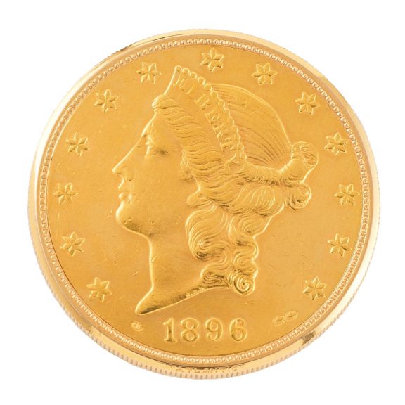 Swiss 18 carat gold U.S. twenty dollar coin watch Circa 1970 Swiss 18 carat gold U.S. twenty dollar coin watch Circa 1970