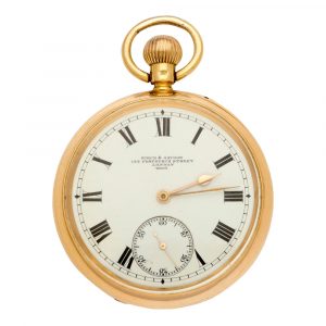 English gold open faced keyless lever pocket watch Circa 1908