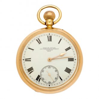 English gold open faced keyless lever pocket watch Circa 1908