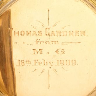 English gold open faced keyless lever pocket watch Circa 1908