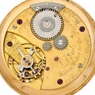 English 18K gold hunting cased keyless pocket watch Circa 1864