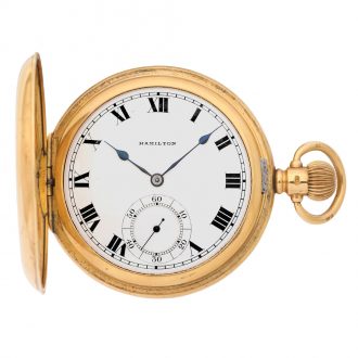 American 18 carat gold hunting cased keyless watch CIrca 1938