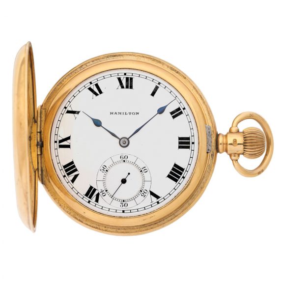 American 18 carat gold hunting cased keyless watch CIrca 1938