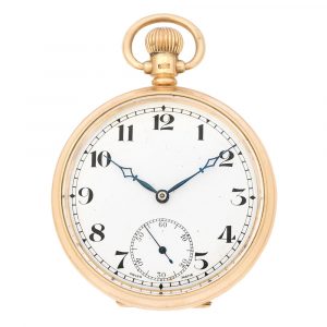 Swiss 9 carat gold open faced keyless wind watch Circa 1941