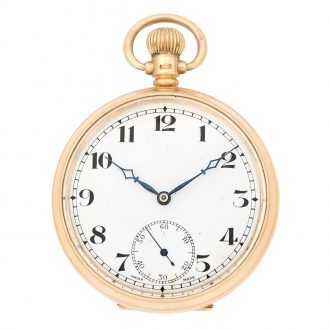 Swiss 9 carat gold open faced keyless wind watch Circa 1941