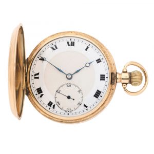 Swiss 9K gold hunting cased keyless lever watch Circa 1924
