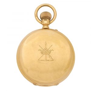 English 18K gold hunting cased keyless lever watch Circa 1880