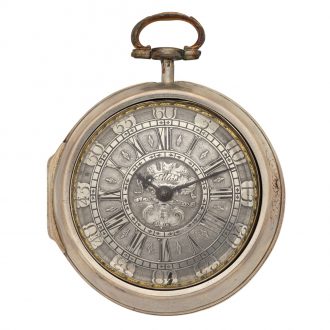 Early English silver verge pocket watch in pair cases Circa 1700