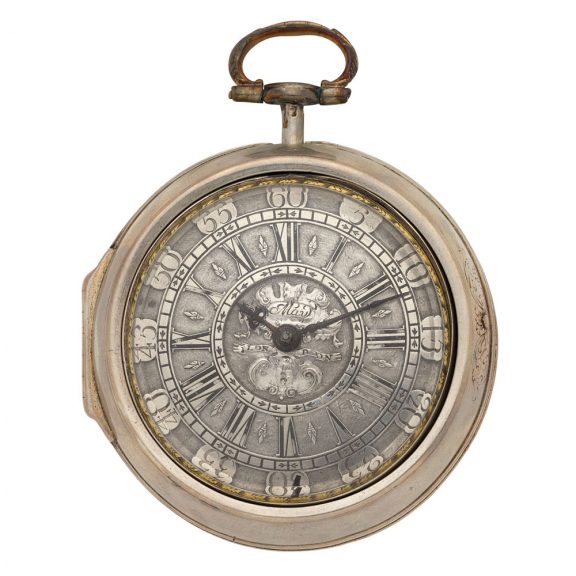 Early English silver verge pocket watch in pair cases Circa 1700 Early English silver verge pocket watch in pair cases Circa 1700
