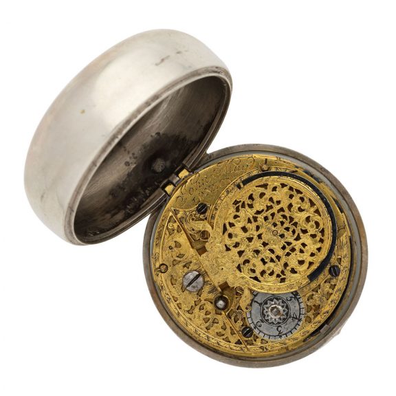 Early English silver verge pocket watch in pair cases Circa 1700 Early English silver verge pocket watch in pair cases Circa 1700