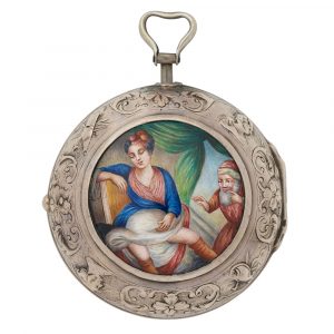 Dutch silver and enamel pocket watch with date Circa 1720