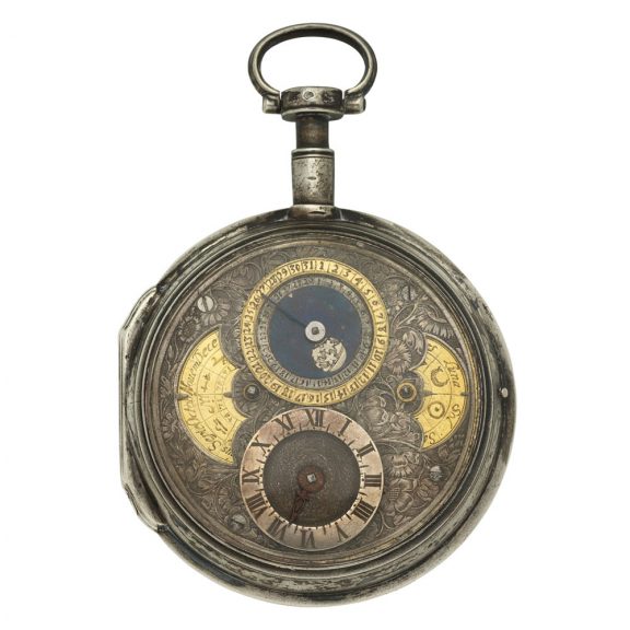 French silver open faced verge calendar watch Circa 1760