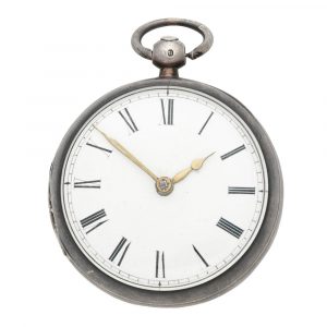 English silver open faced key wind verge watch Circa 1750