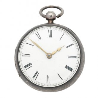 English silver open faced key wind verge watch Circa 1750