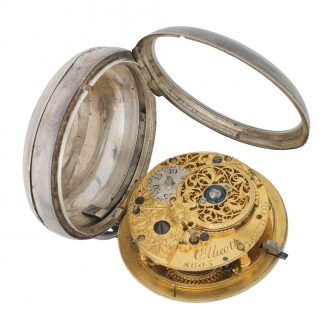 English silver open faced key wind verge watch Circa 1750