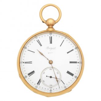 Swiss 18 carat gold open faced key wind pocket watch Circa 1872