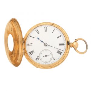 Scottish gold half hunting cased key wind watch Circa 1876