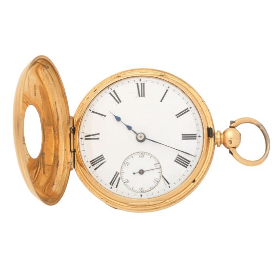 Scottish gold half hunting cased key wind watch Circa 1876 Scottish gold half hunting cased key wind watch Circa 1876
